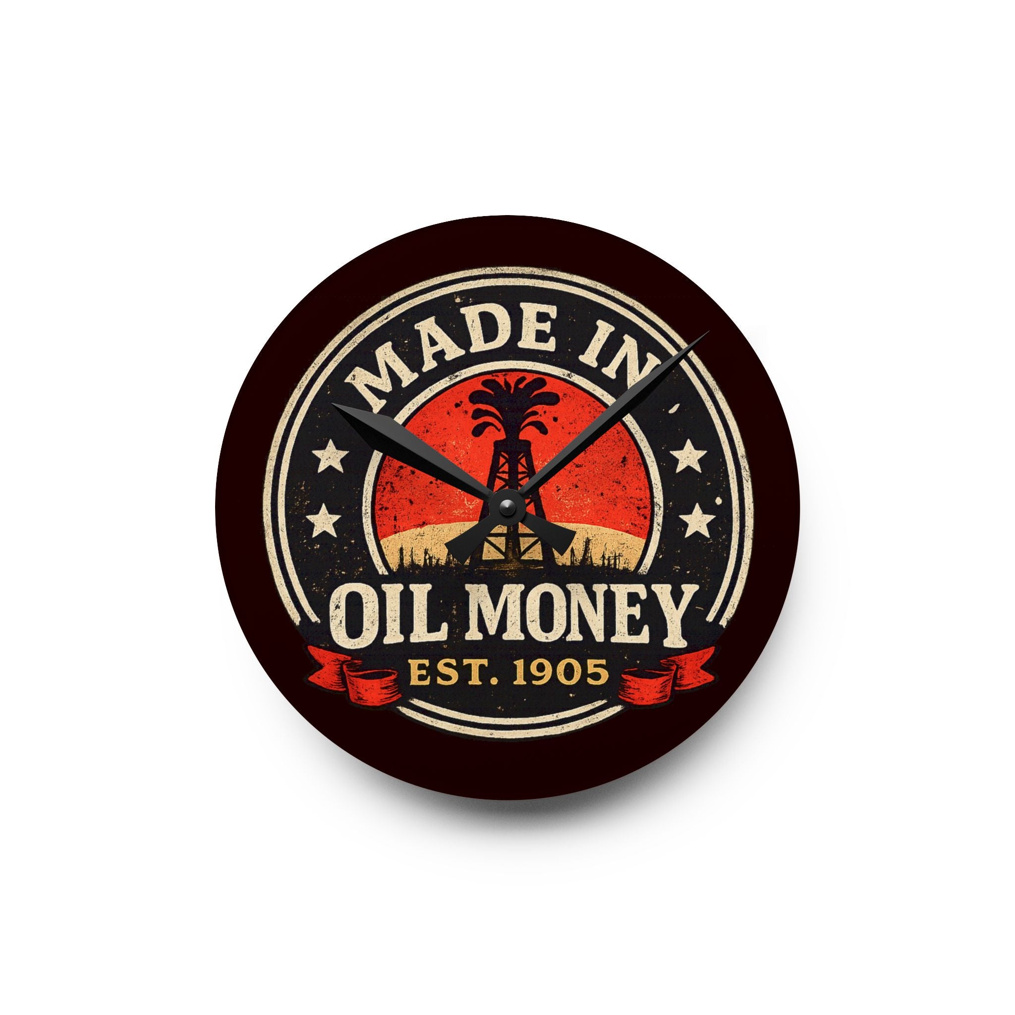 Oil Money Wall Clock – Vintage Oilfield Decor | Rustic Industrial Man Cave Clock | Oil Rig EST. 1905 Design
