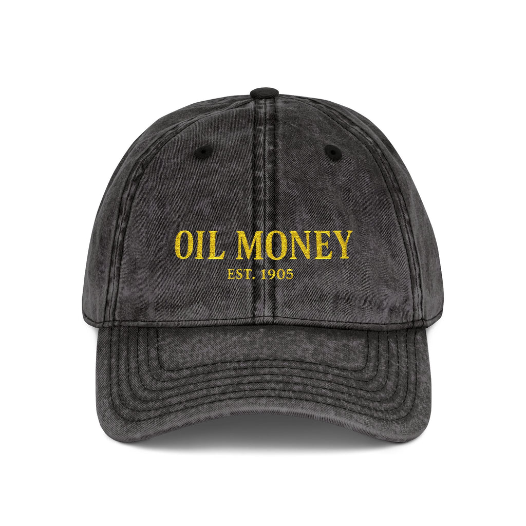 Vintage Embroidered Cap — "OIL MONEY" Distressed Baseball Hat