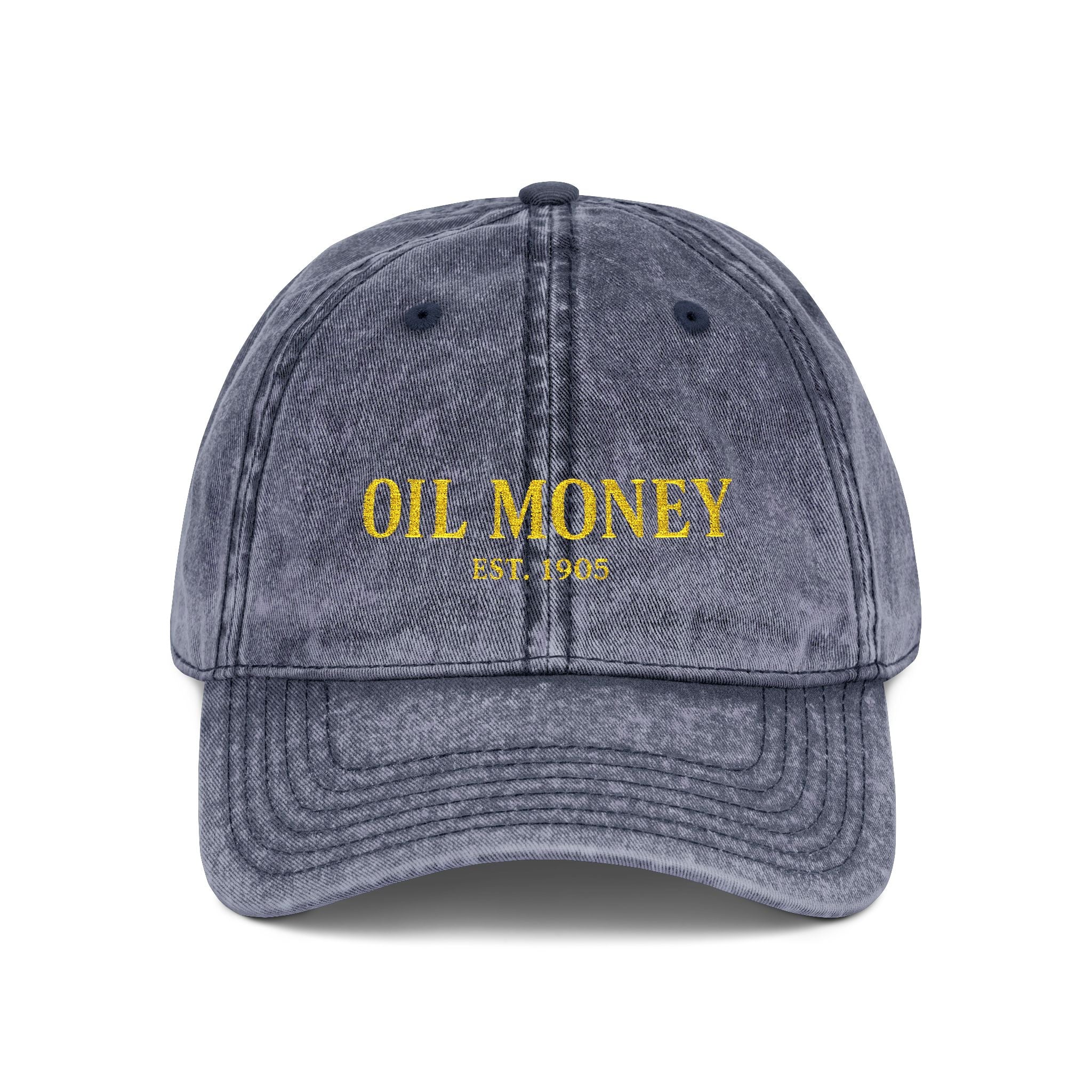Vintage Embroidered Cap — "OIL MONEY" Distressed Baseball Hat