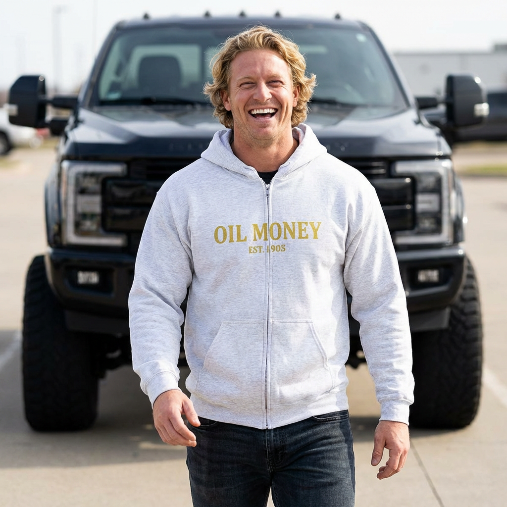 Oil Money Hoodie – Heavyweight Workwear Hoodie for Men | Rugged Blue Collar Sweatshirt | EST. 1905 Pullover