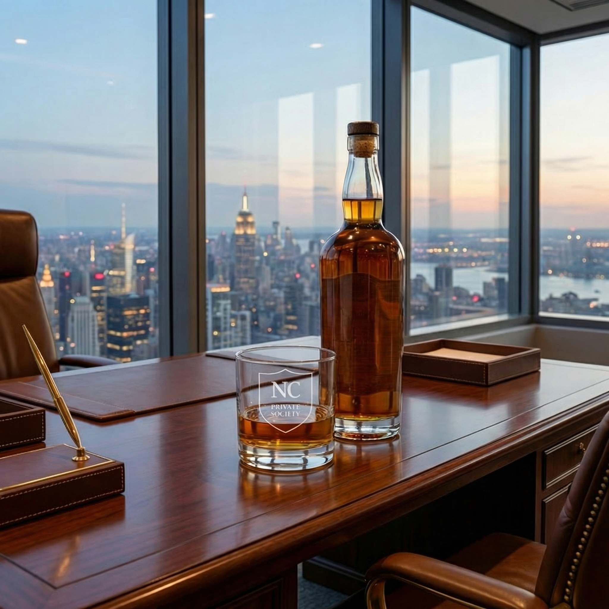 NC Private Society shield engraving Whiskey Glass | 10.5oz engraved tumbler