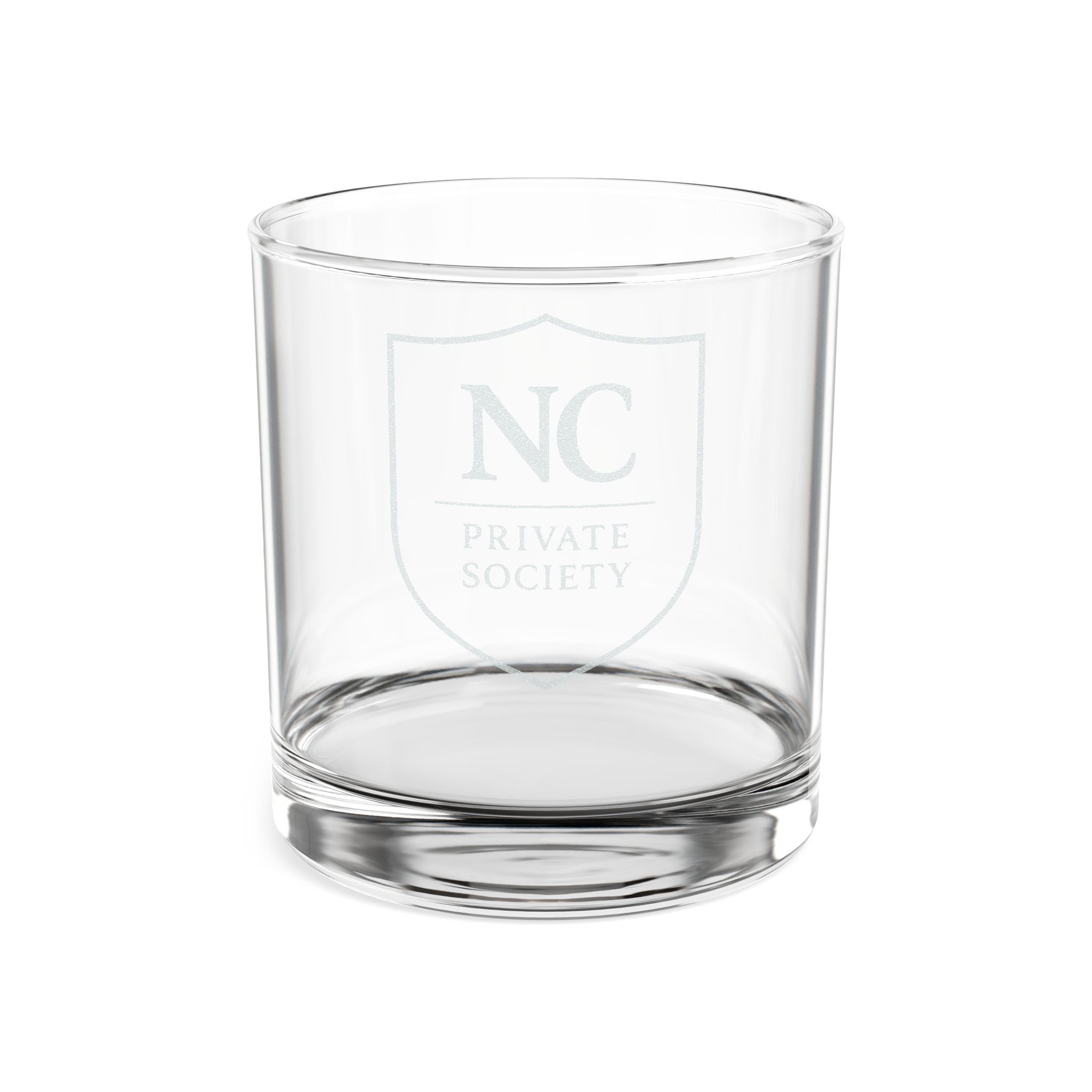 NC Private Society shield engraving Whiskey Glass | 10.5oz engraved tumbler