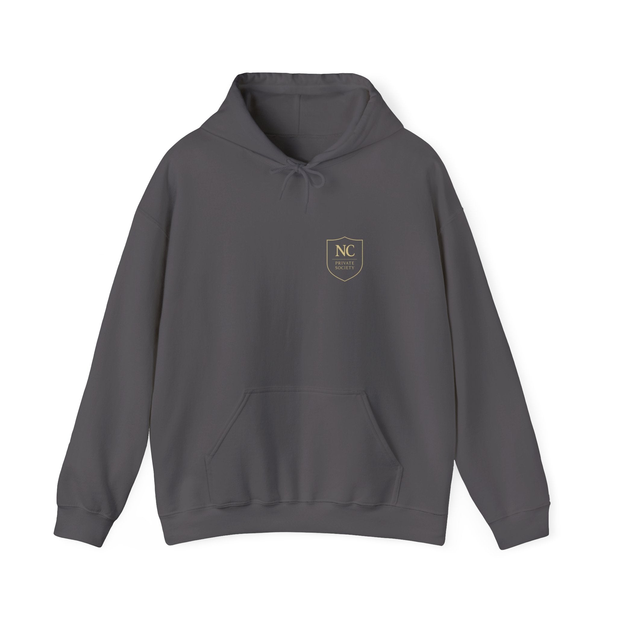 NC Crest hooded sweatshirt available | small chest logo, hoodie. Be part of the Private Society.