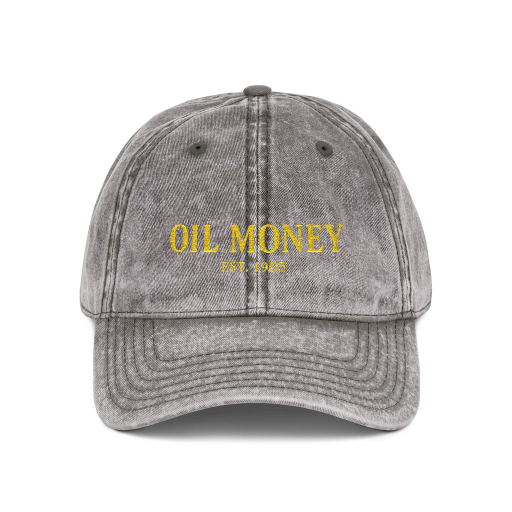 Vintage Embroidered Cap — "OIL MONEY" Distressed Baseball Hat