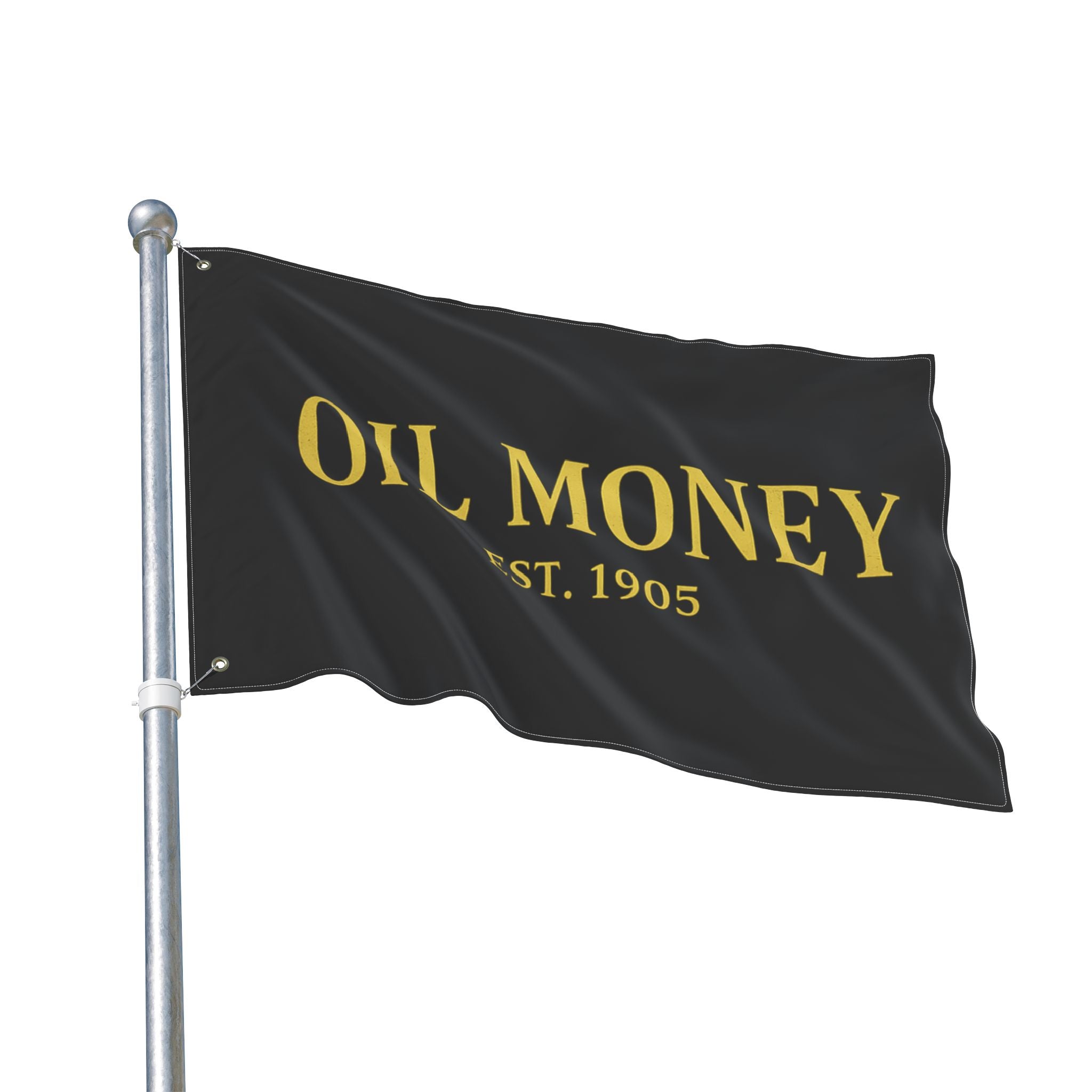 Oil Money Flag — Double-Sided Black & Gold Outdoor Banner (EST. 1905)
