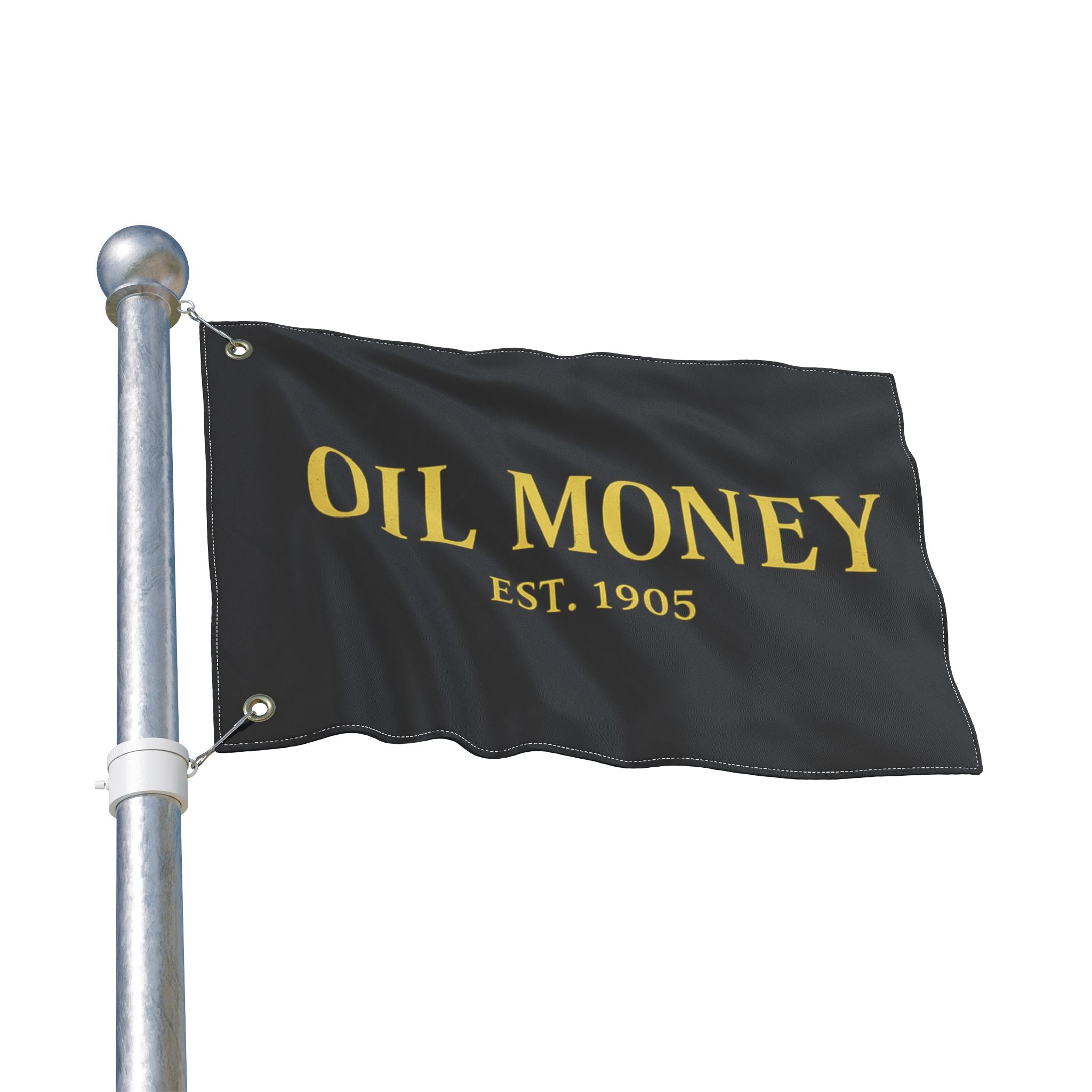 Oil Money Flag — Double-Sided Black & Gold Outdoor Banner (EST. 1905)