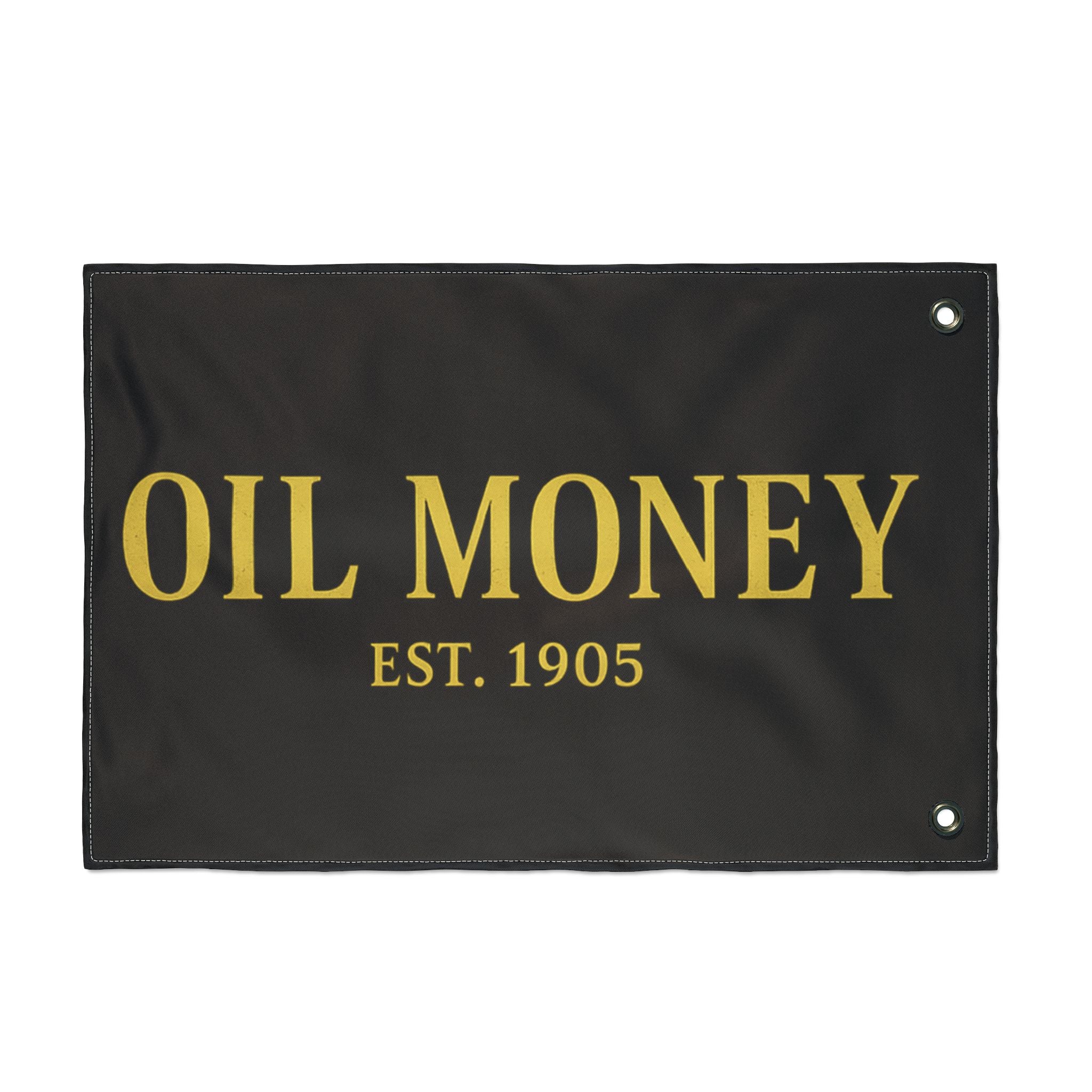 Oil Money Flag — Double-Sided Black & Gold Outdoor Banner (EST. 1905)