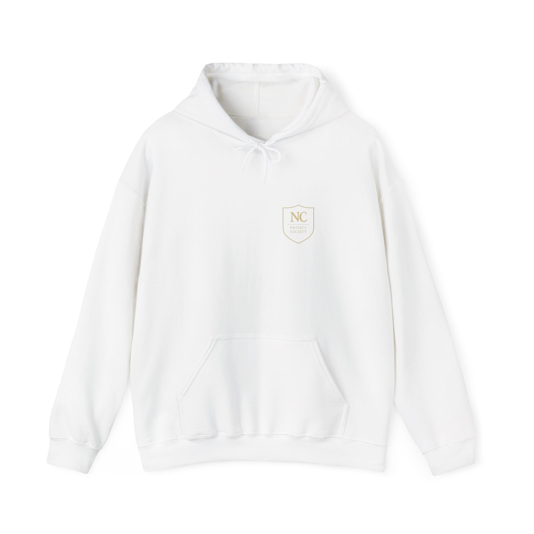 NC Crest hooded sweatshirt available | small chest logo, hoodie. Be part of the Private Society.