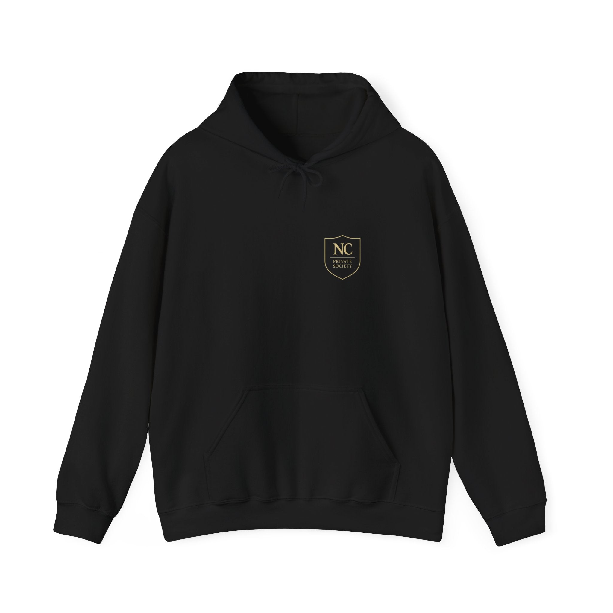 NC Crest hooded sweatshirt available | small chest logo, hoodie. Be part of the Private Society.